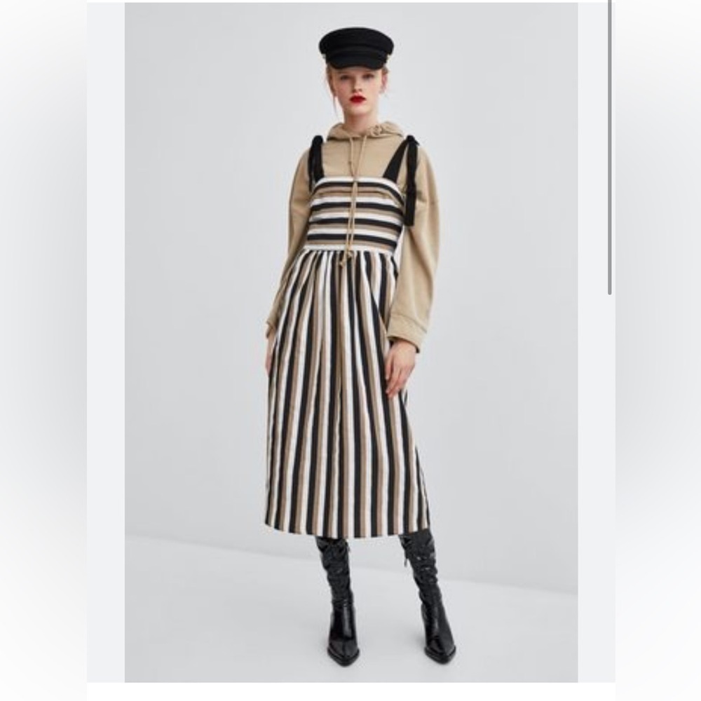 Zara TRF Striped Linen Dress - Picture 6 of 9